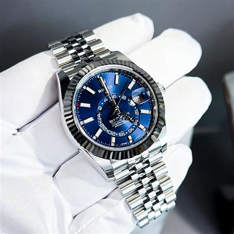 rolex sky dweller pink face|rolex sky dweller blue price.